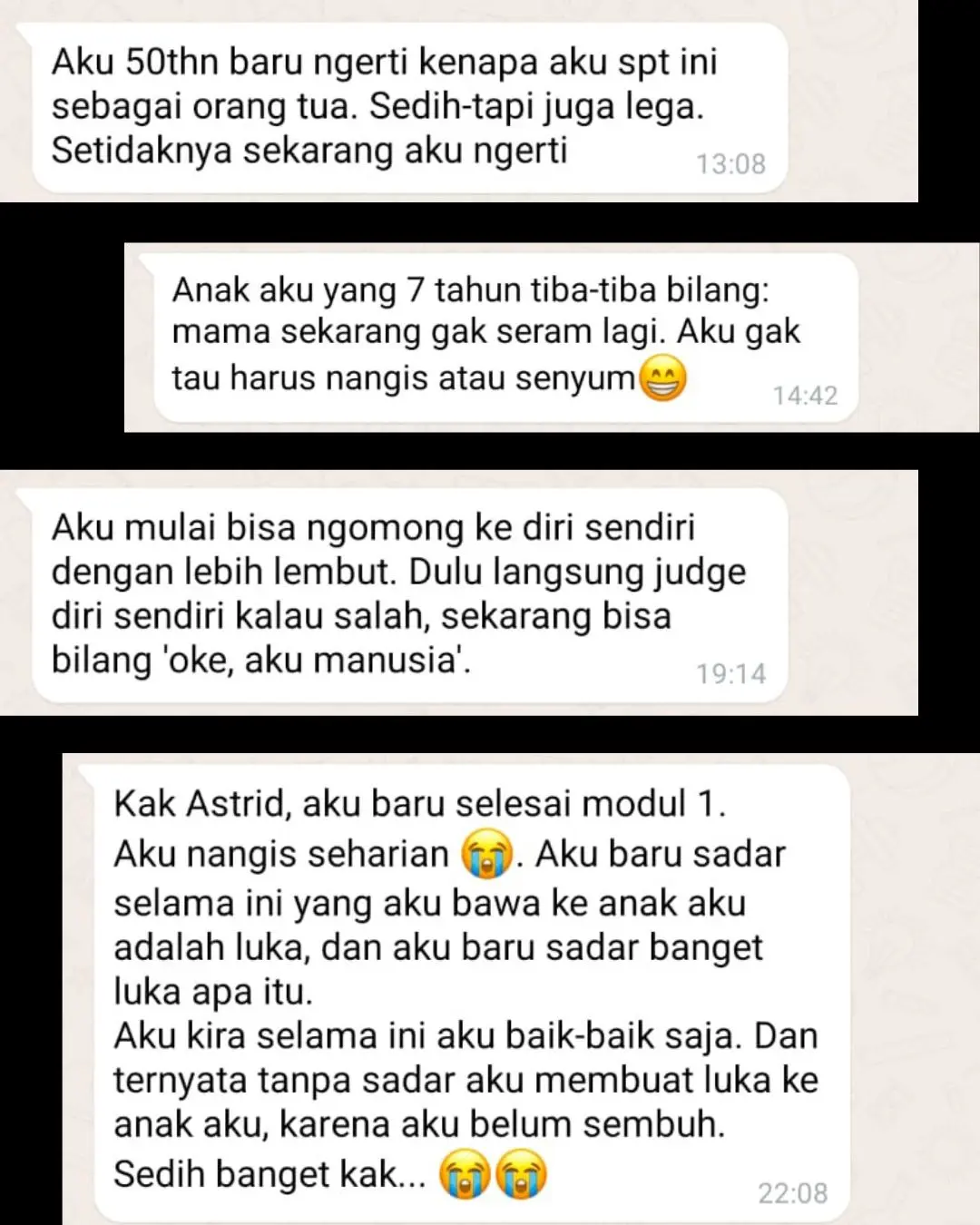 Pesan peserta PDPA tentang perubahan dalam relasi pengasuhan
